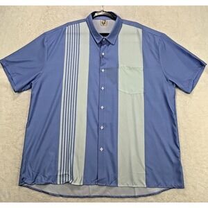 Hardaddy Shirt Men 2XL Blue Teal Vertical Striped Lightweight S/S Aloha‎ NWT